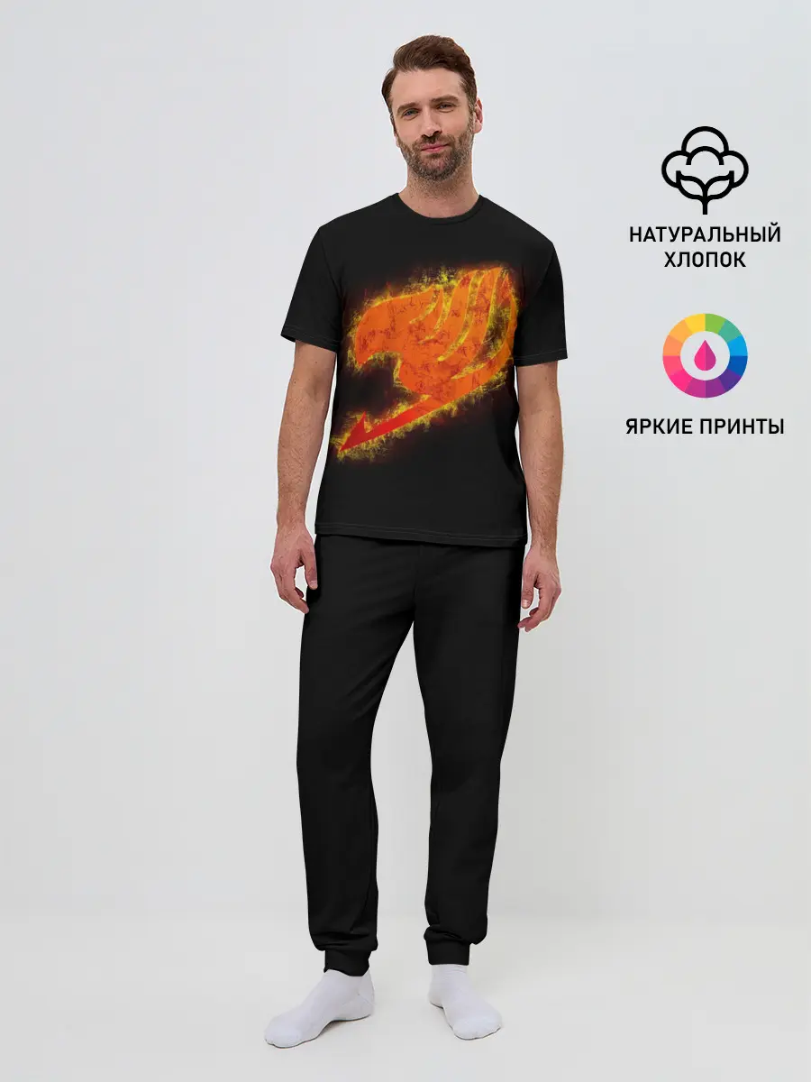 Мужская пижама с брюками / burning helmet Fairy Tail