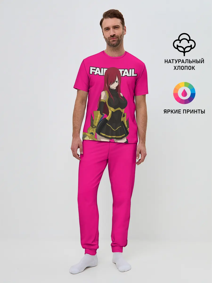 Мужская пижама с брюками / Эльза на розовом фоне