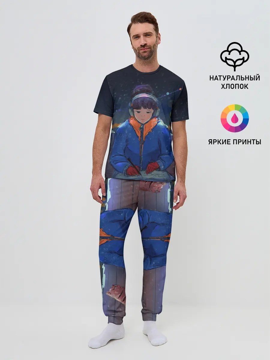 Мужская пижама с брюками / Зима