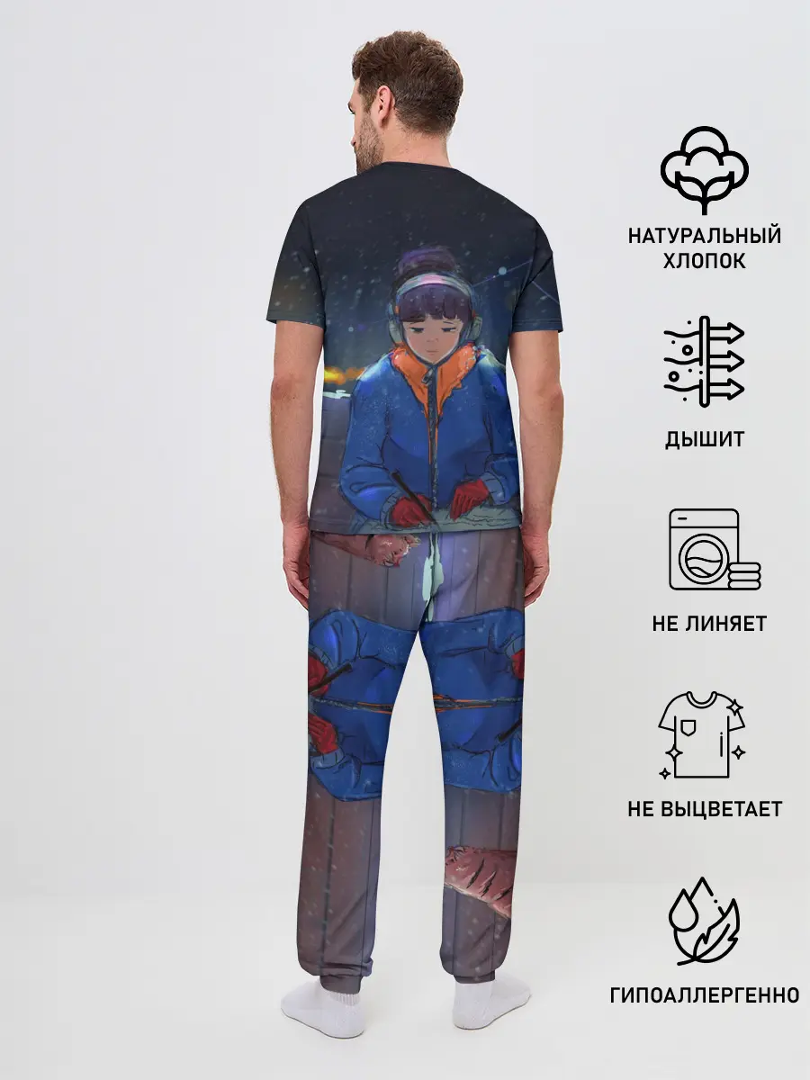 Мужская пижама с брюками / Зима