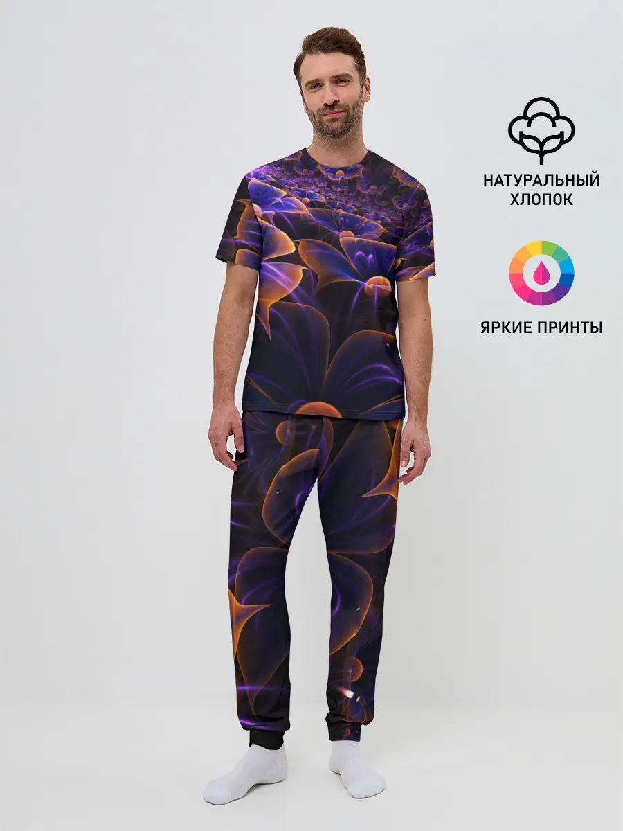Мужская пижама с брюками / Цветки во тьме