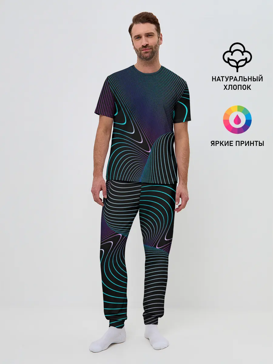 Мужская пижама с брюками / НЕОН STRIPES