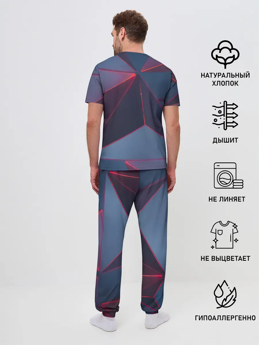 Мужская пижама с брюками / Неоновый треугольник.