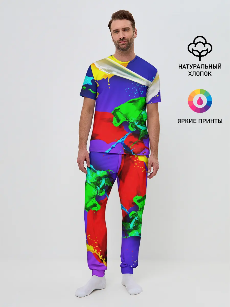 Мужская пижама с брюками / НЕОНОВЫЙ КРАСКИ