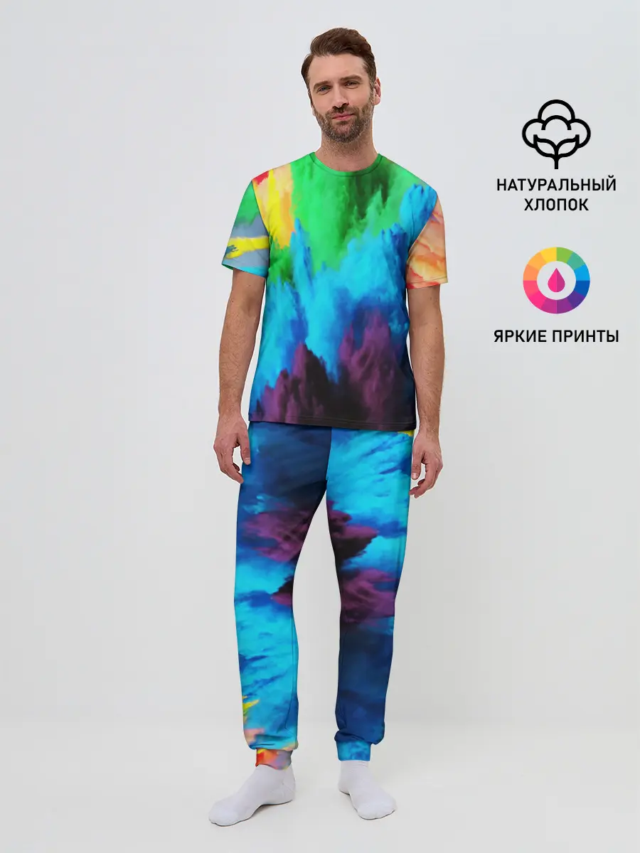 Мужская пижама с брюками / РАЗНОЦВЕТНЫЕ КРАСКИ