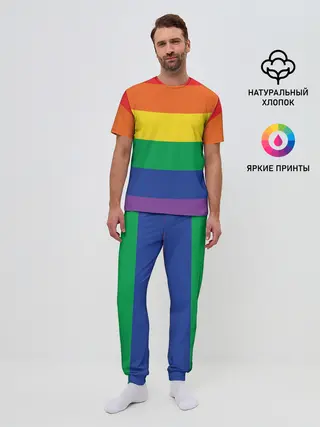 Мужская пижама с брюками / Радуга