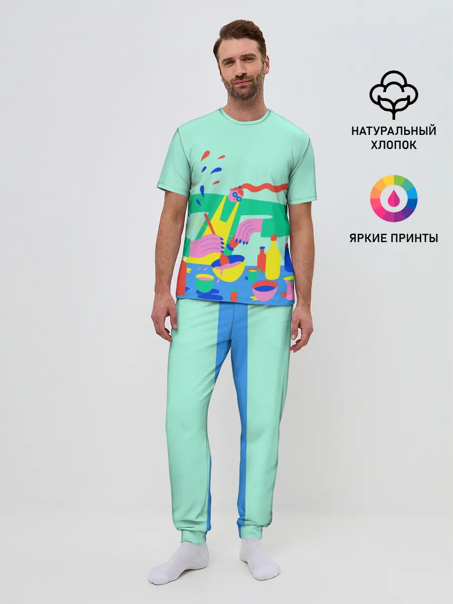 Мужская пижама с брюками / готовка