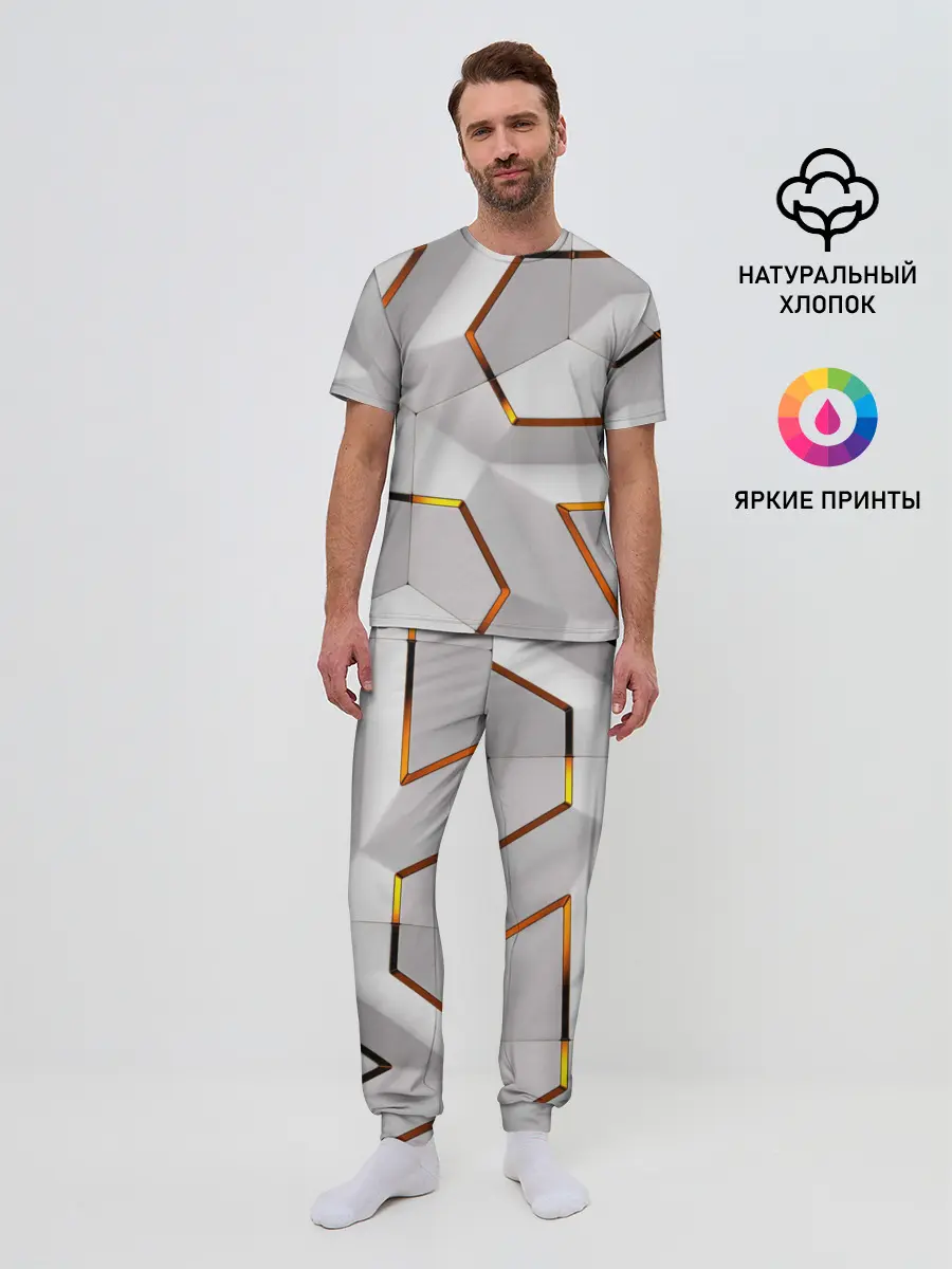 Мужская пижама с брюками / 3D абстракция Iron