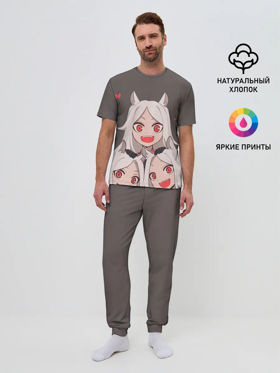 Мужская пижама с брюками / Cerberus с сердечками Helltaker