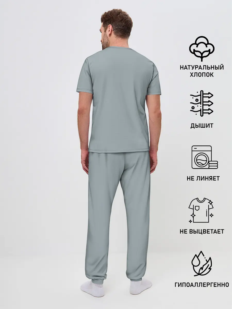 Мужская пижама с брюками / Космический велосипедист