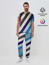 Мужская пижама с брюками / Косые линии полосы крупные