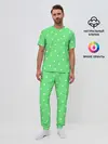 Мужская пижама с брюками / Горошек на зеленом