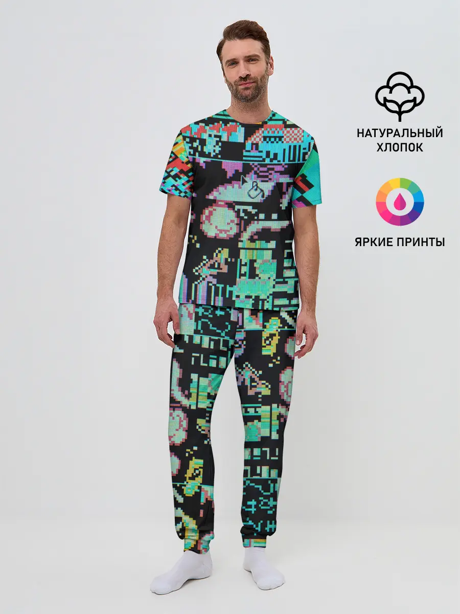 Мужская пижама с брюками / ГЛИТЧ / GLITCH ЗАСТАВКА