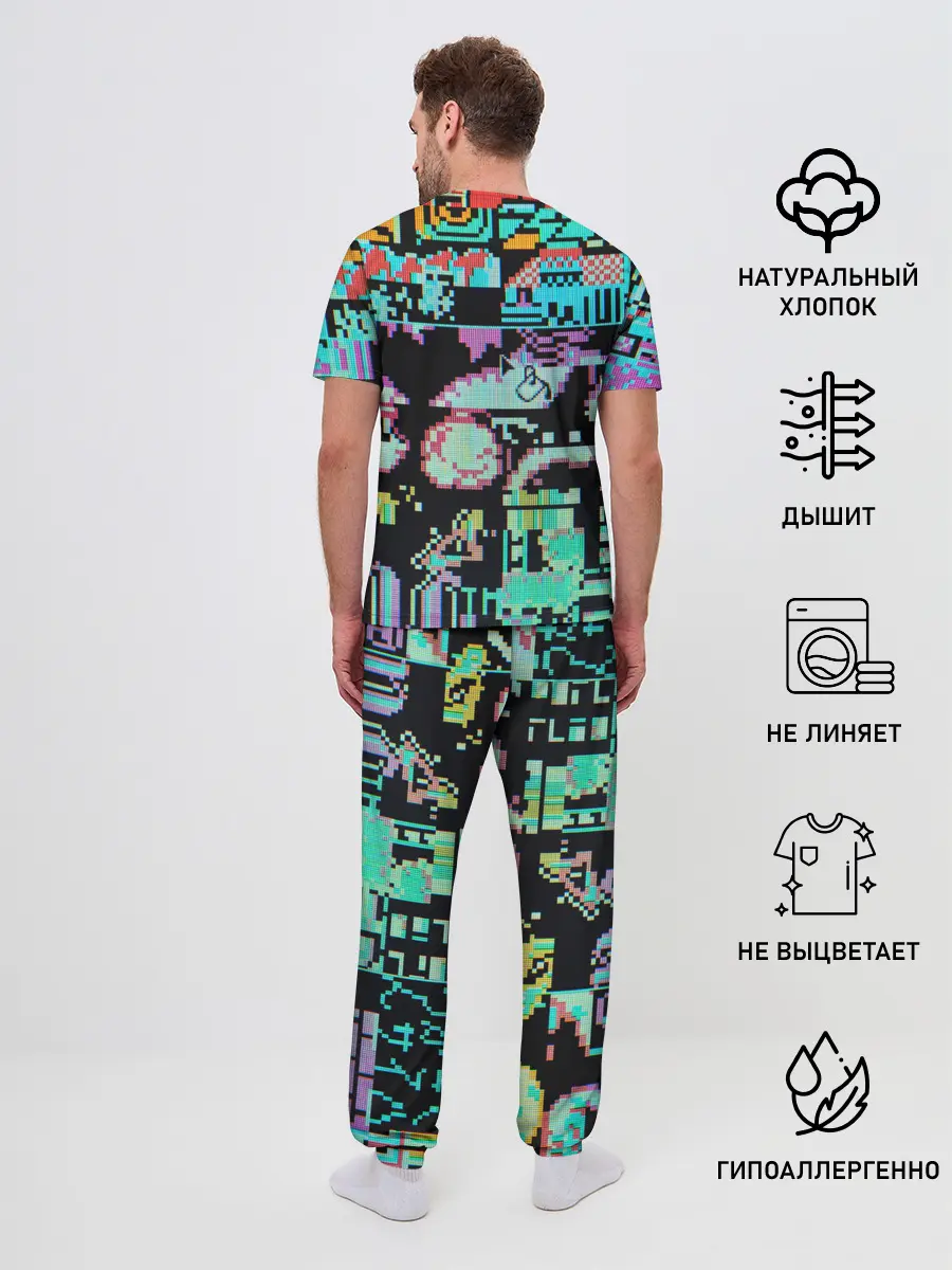 Мужская пижама с брюками / ГЛИТЧ / GLITCH ЗАСТАВКА