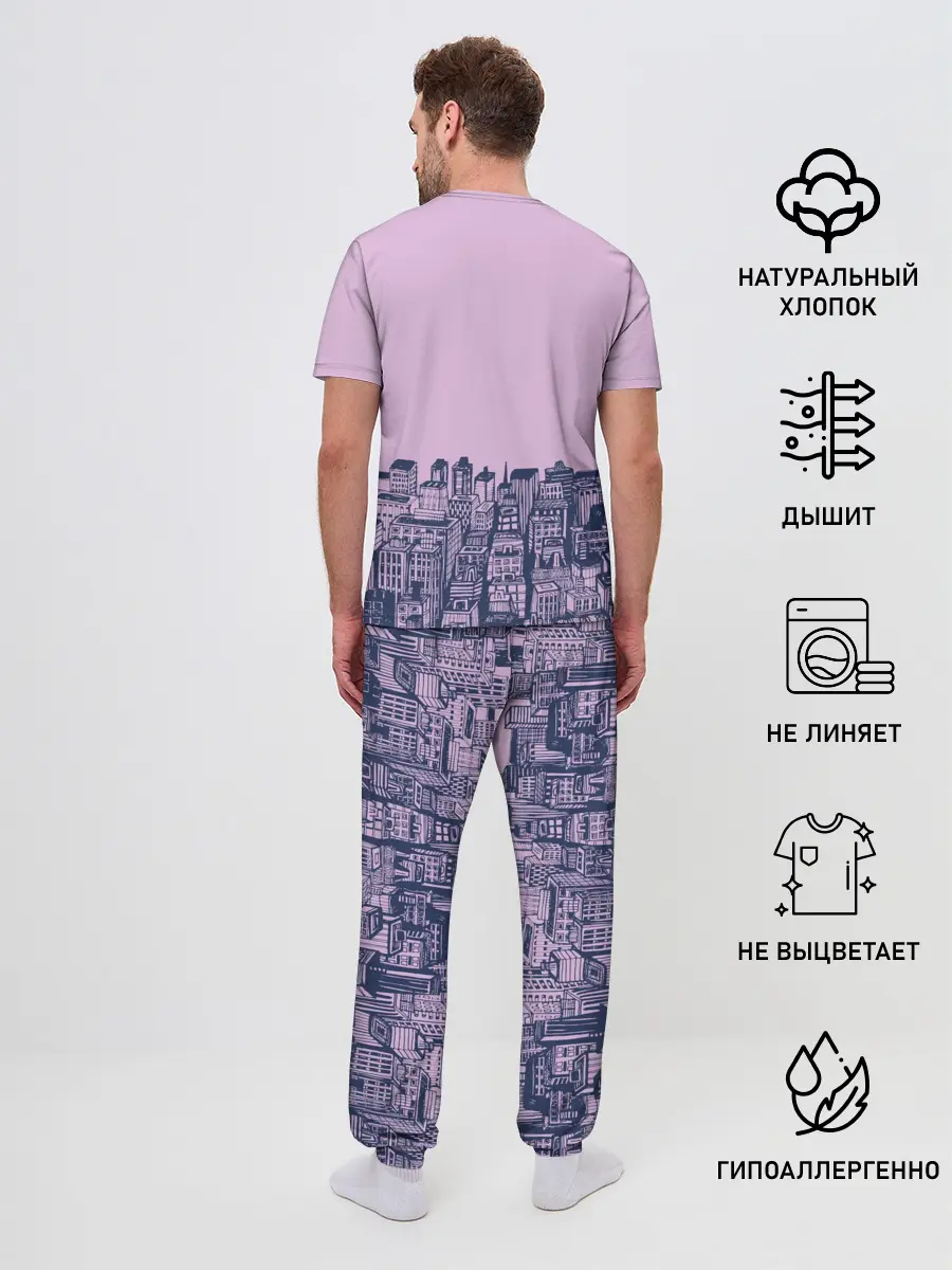 Мужская пижама с брюками / город