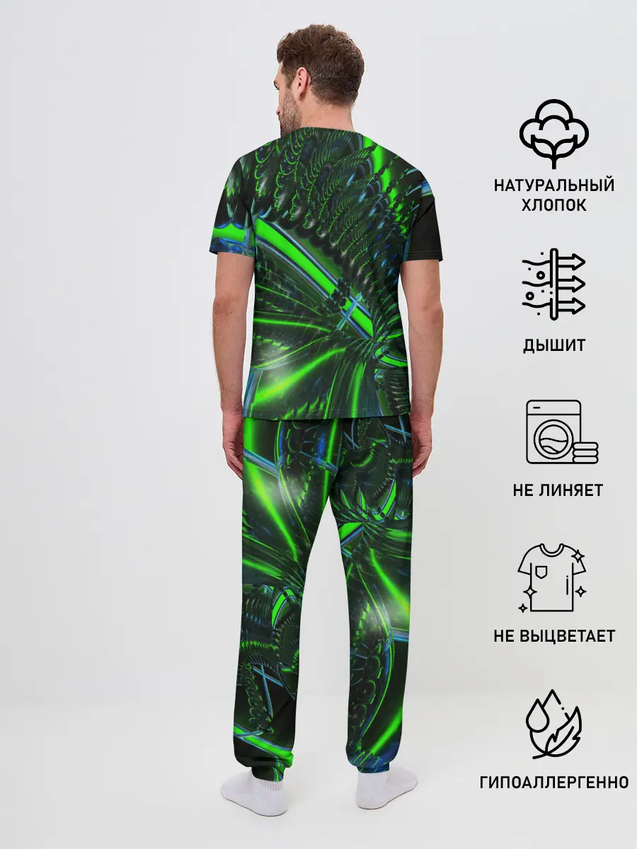 Мужская пижама с брюками / DIGITAL NEON GREEN
