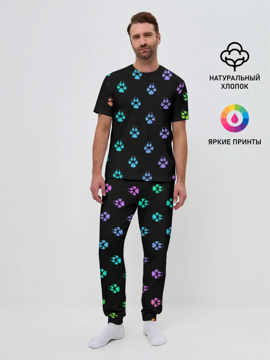 Мужская пижама с брюками / ЛАПКИ