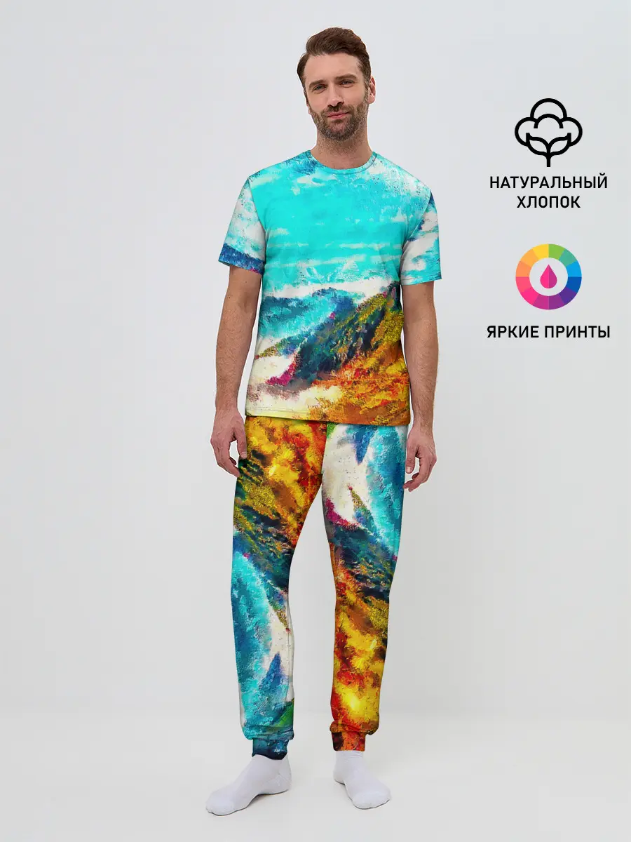 Мужская пижама с брюками / Японские горы