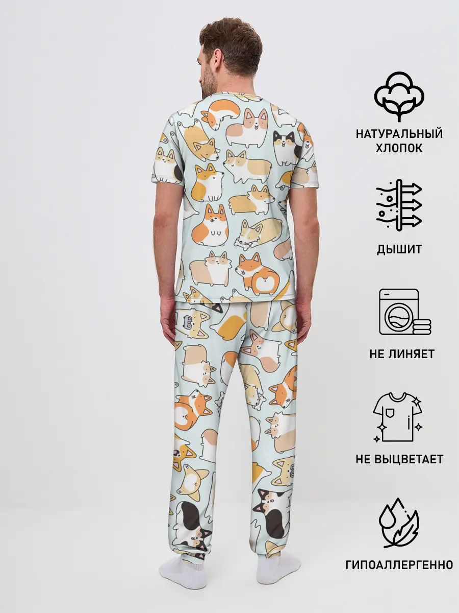 Мужская пижама с брюками / Стая корги