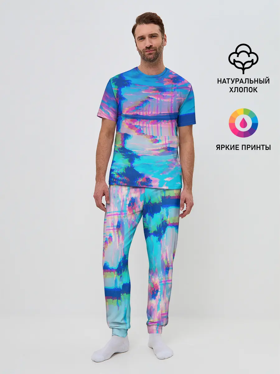 Мужская пижама с брюками / ГАВАЙИ ГЛИТЧ