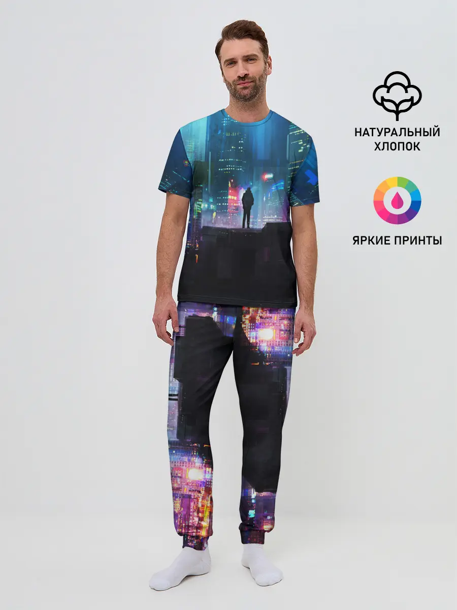 Мужская пижама с брюками / CITY NEON