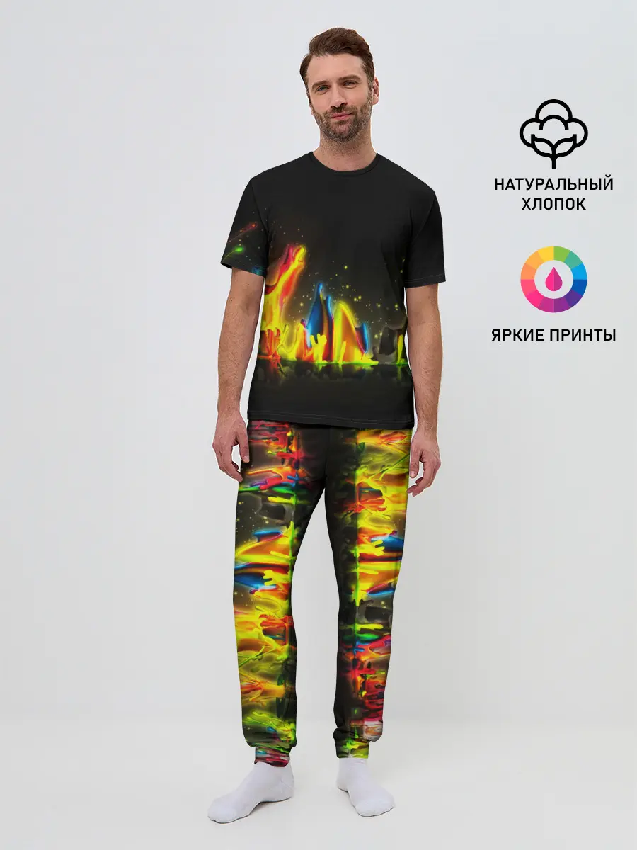 Мужская пижама с брюками / КРАСКИ В НЕОНЕ