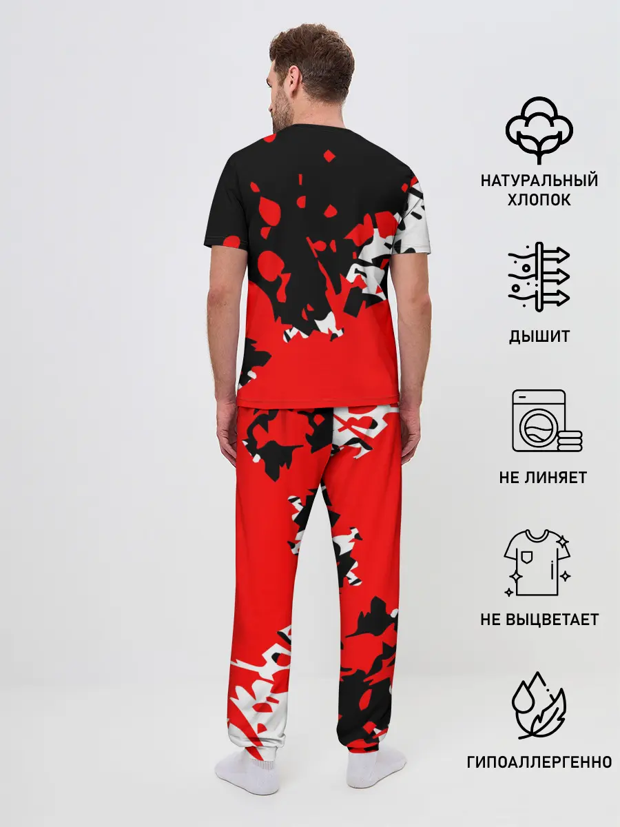Мужская пижама с брюками / KILLA красные брызги