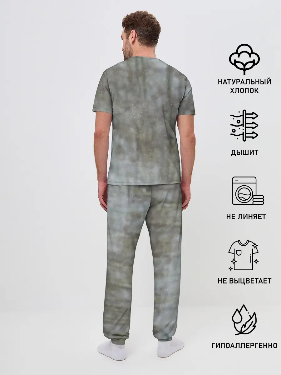 Мужская пижама с брюками / Волк и снег