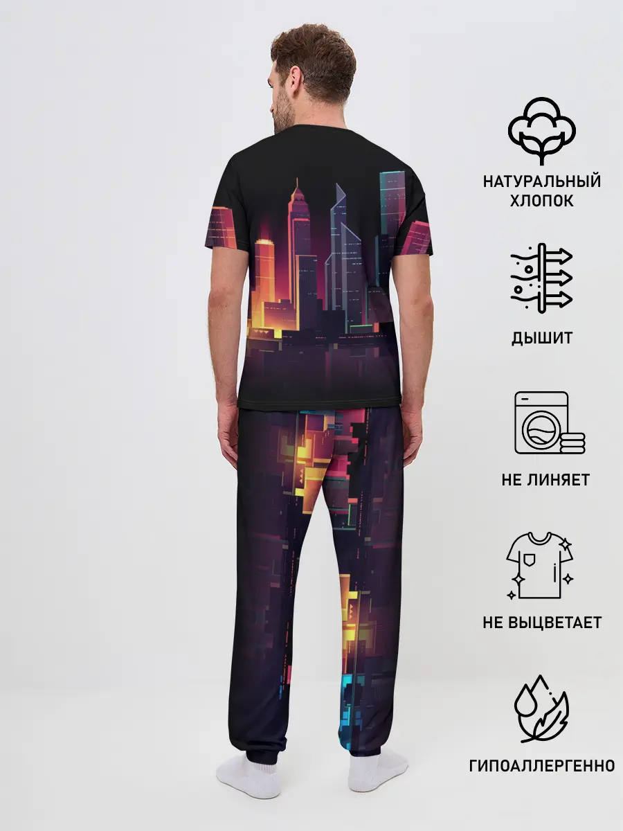 Мужская пижама с брюками / Neon City