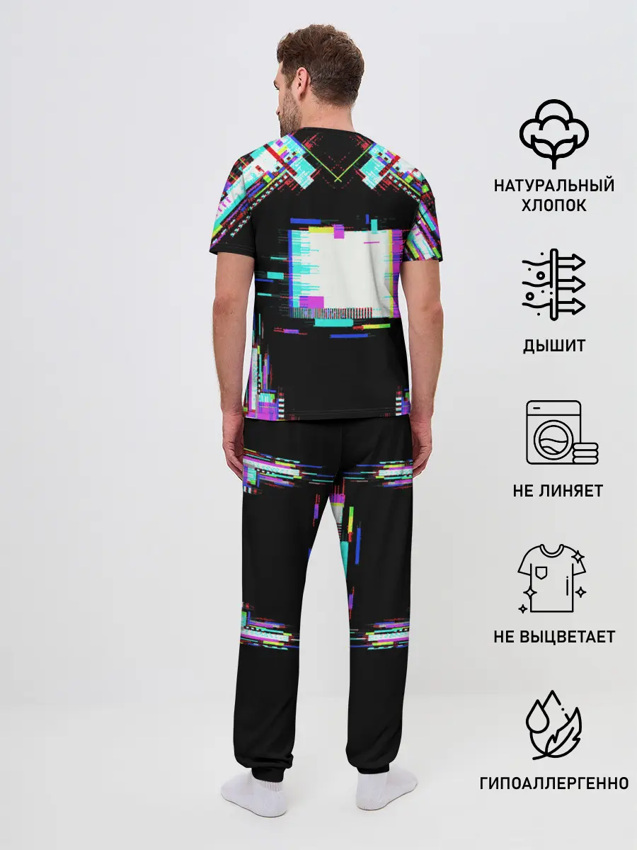 Мужская пижама с брюками / Glitch VHS
