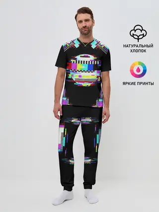 Мужская пижама с брюками / Glitch VHS