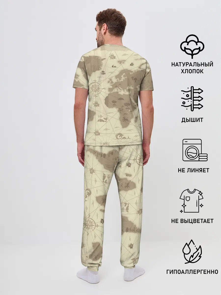 Мужская пижама с брюками / Карта мира