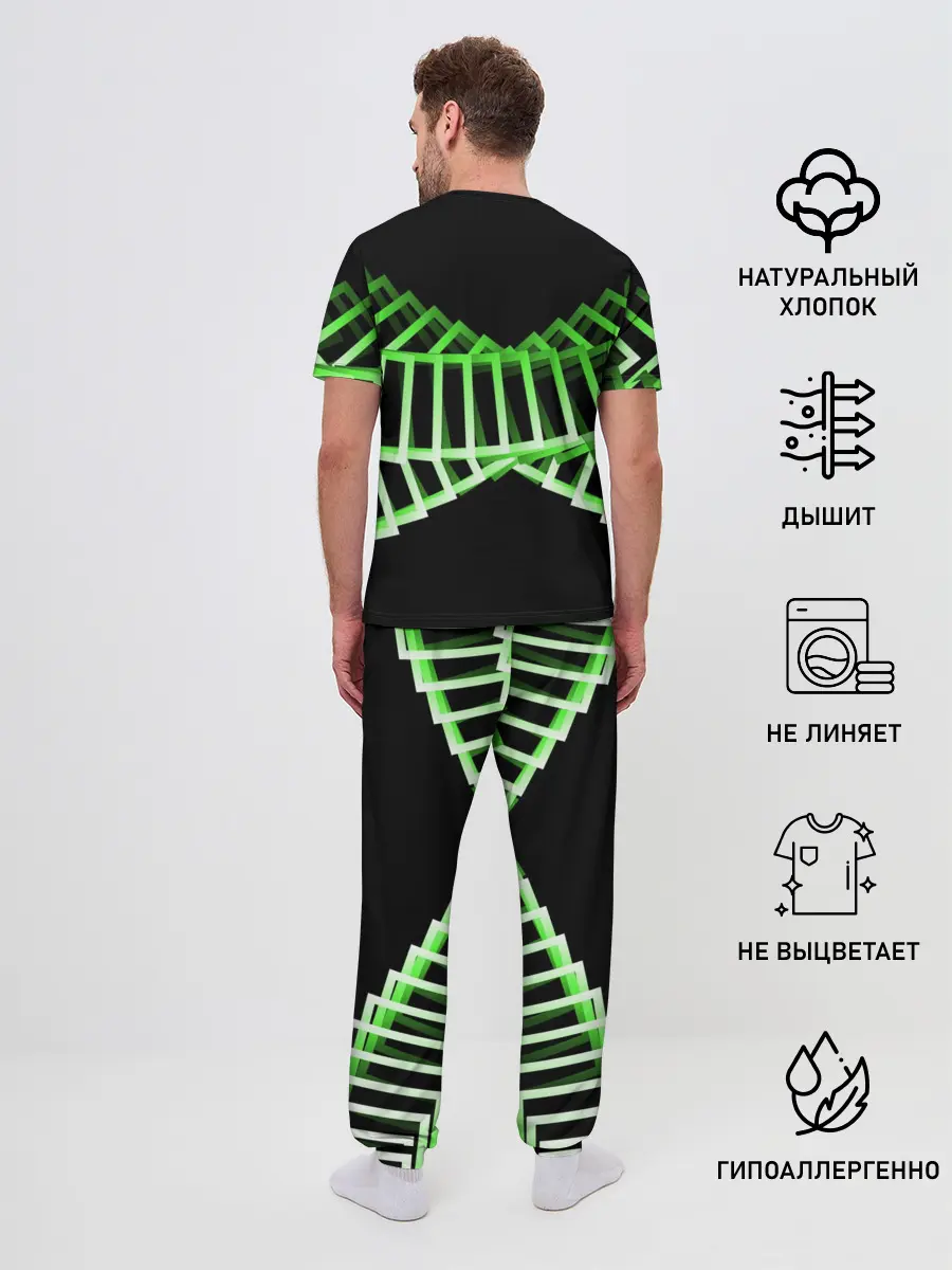 Мужская пижама с брюками / Неоновые квадраты