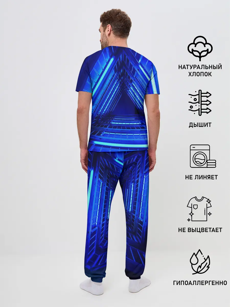 Мужская пижама с брюками / Неоновый тоннель