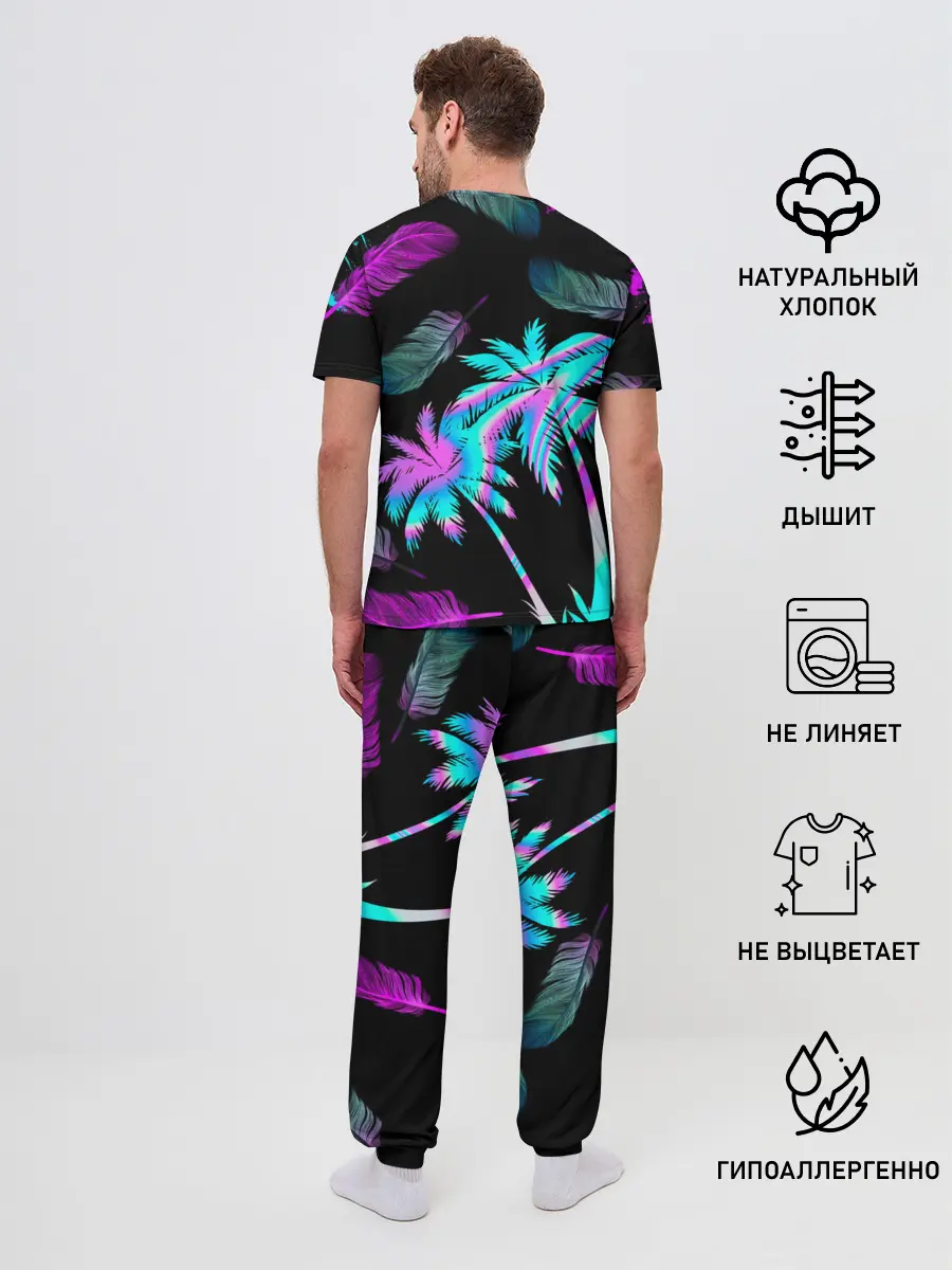 Мужская пижама с брюками / Неоновое лето