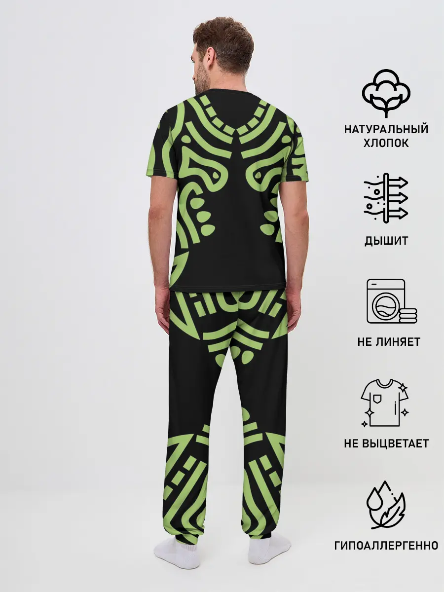 Мужская пижама с брюками / узор тату