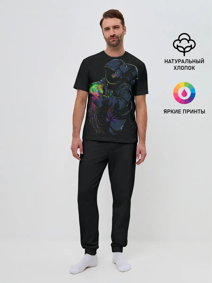 Мужская пижама с брюками / Медуза и космонавт