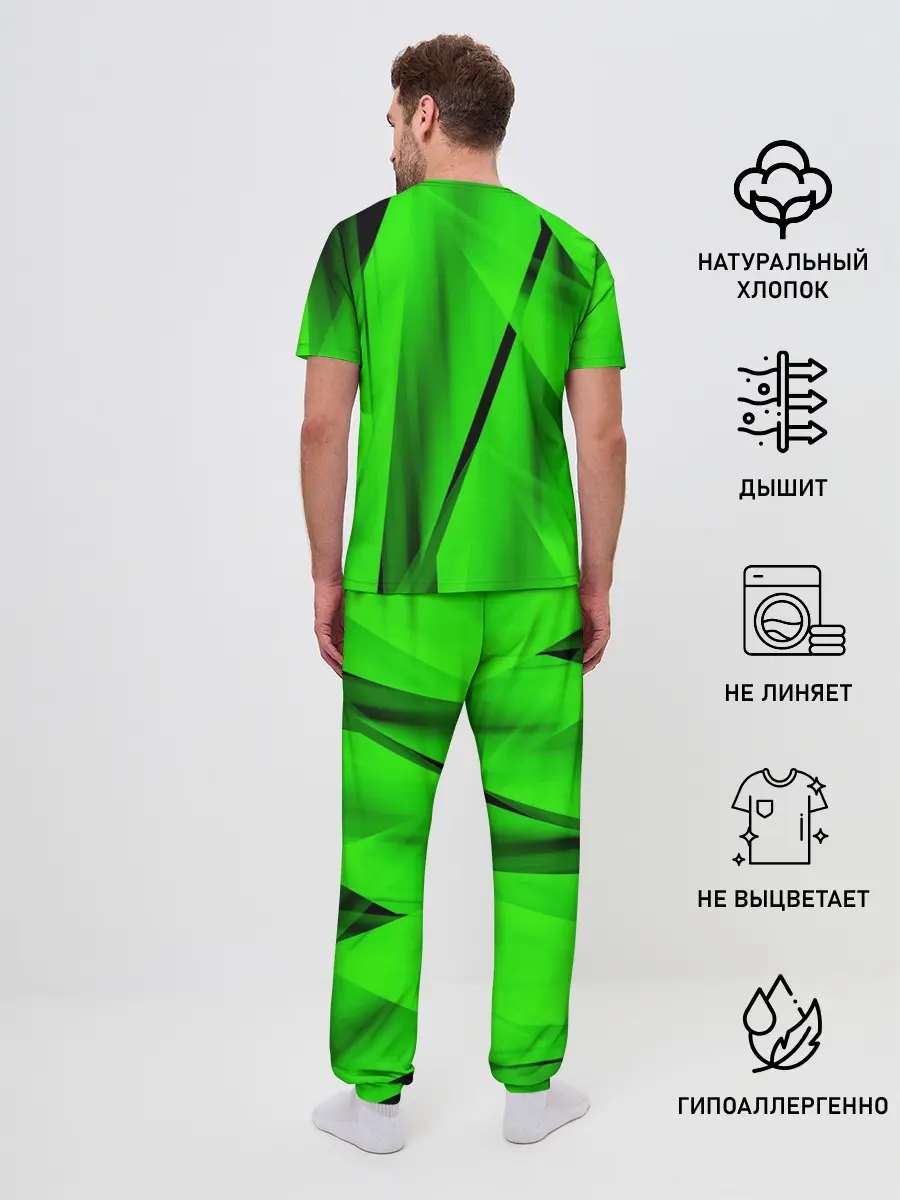 Мужская пижама с брюками / Зеленый неон