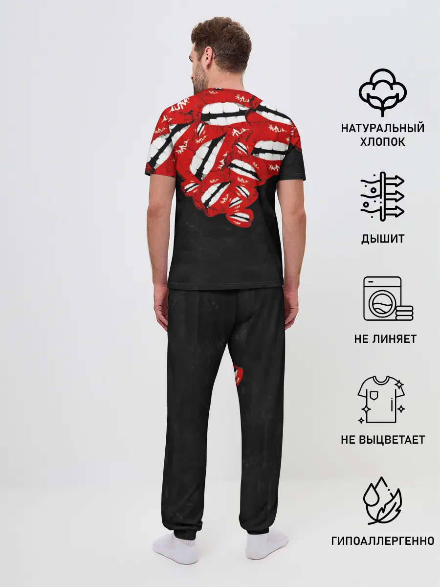 Мужская пижама с брюками / Губы