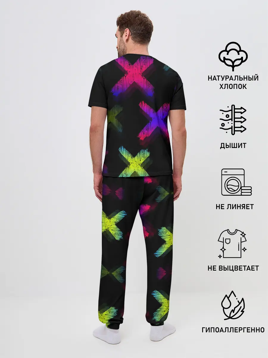 Мужская пижама с брюками / Крестики