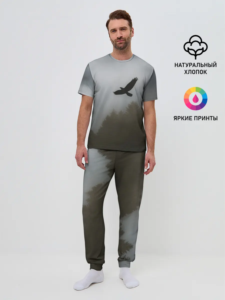 Мужская пижама с брюками / Орёл над лесом