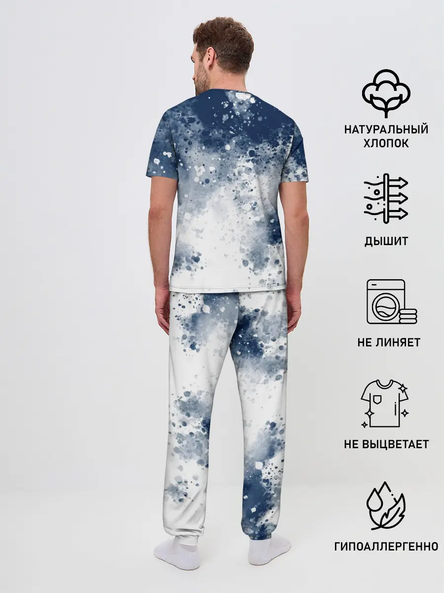 Мужская пижама с брюками / Чернильные капли