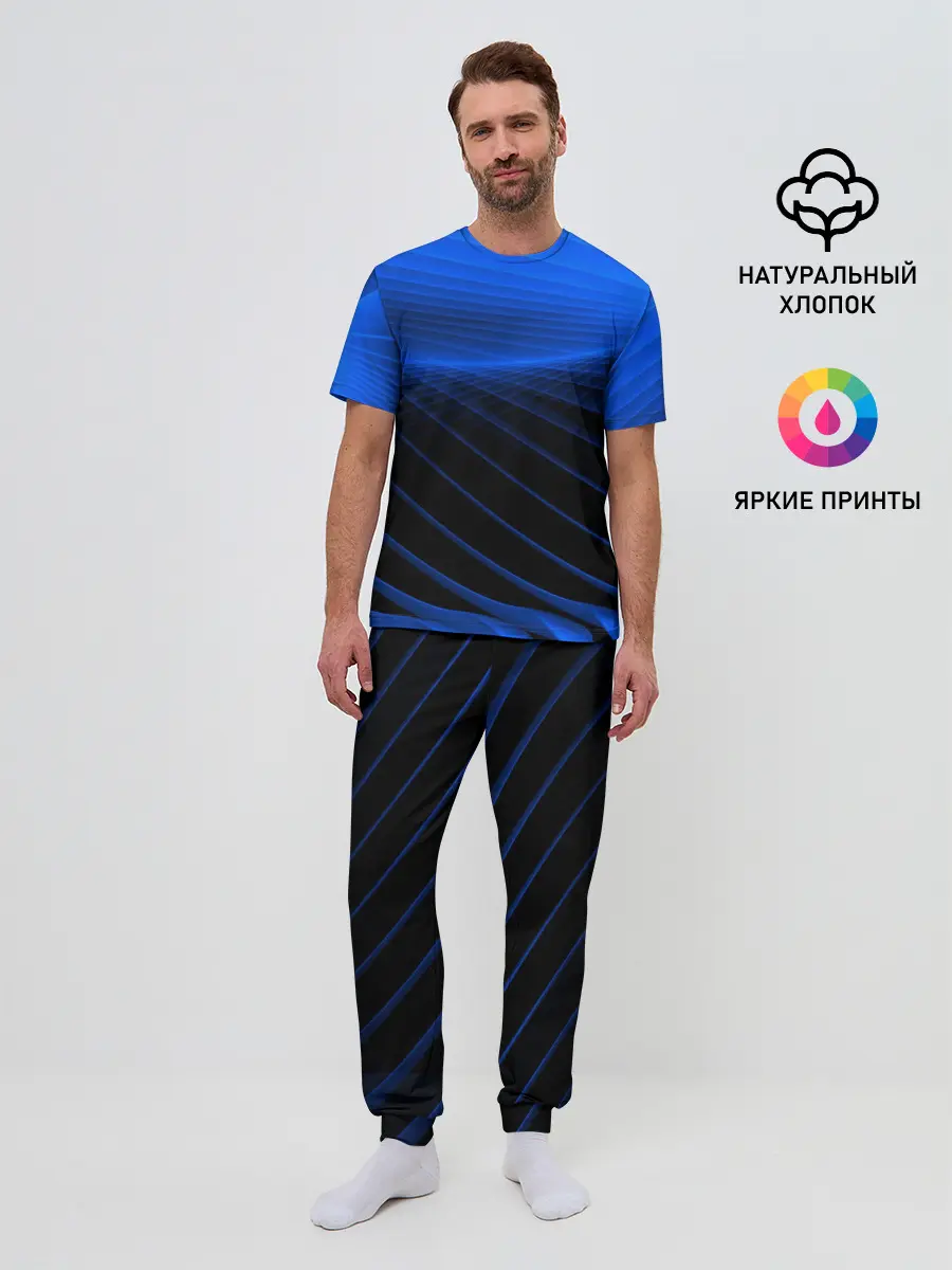 Мужская пижама с брюками / Неоновые лучи