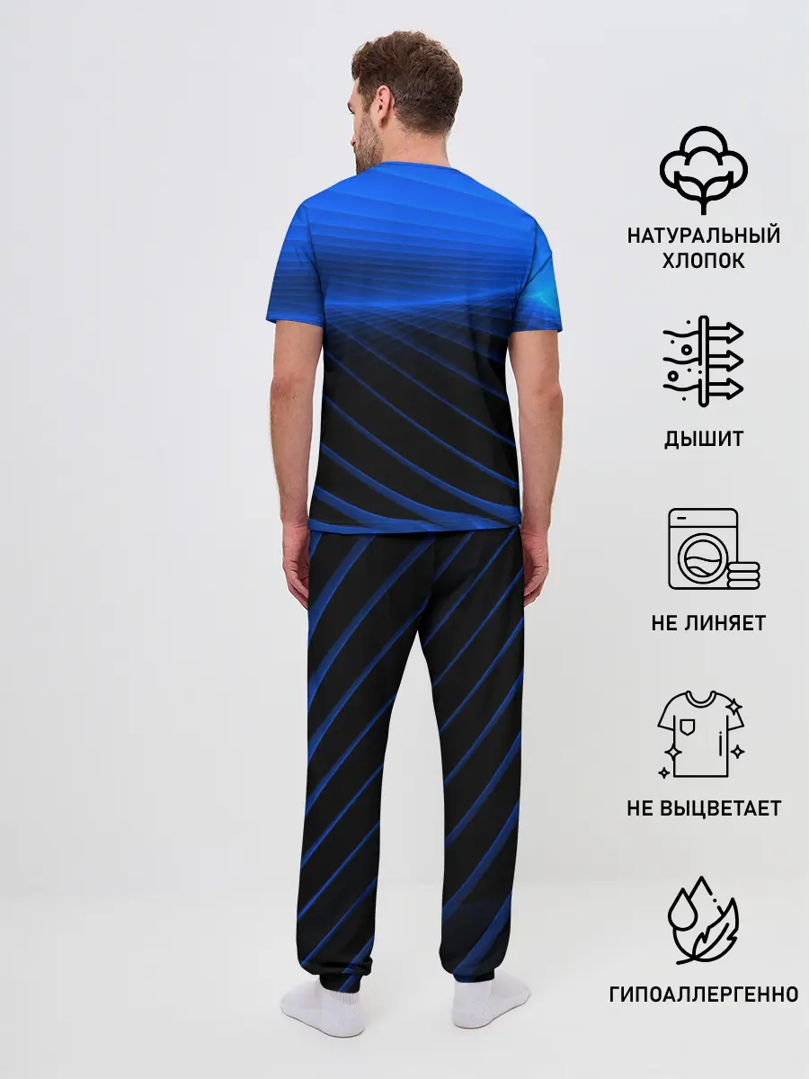 Мужская пижама с брюками / Неоновые лучи