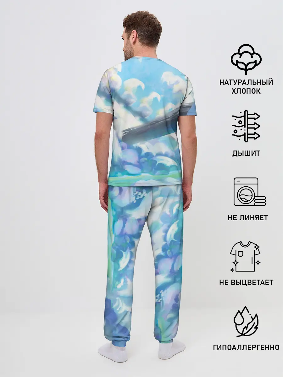 Мужская пижама с брюками / Снежный котенок