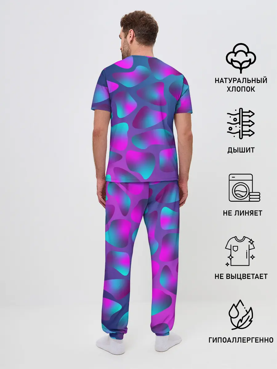 Мужская пижама с брюками / Неоновые капли