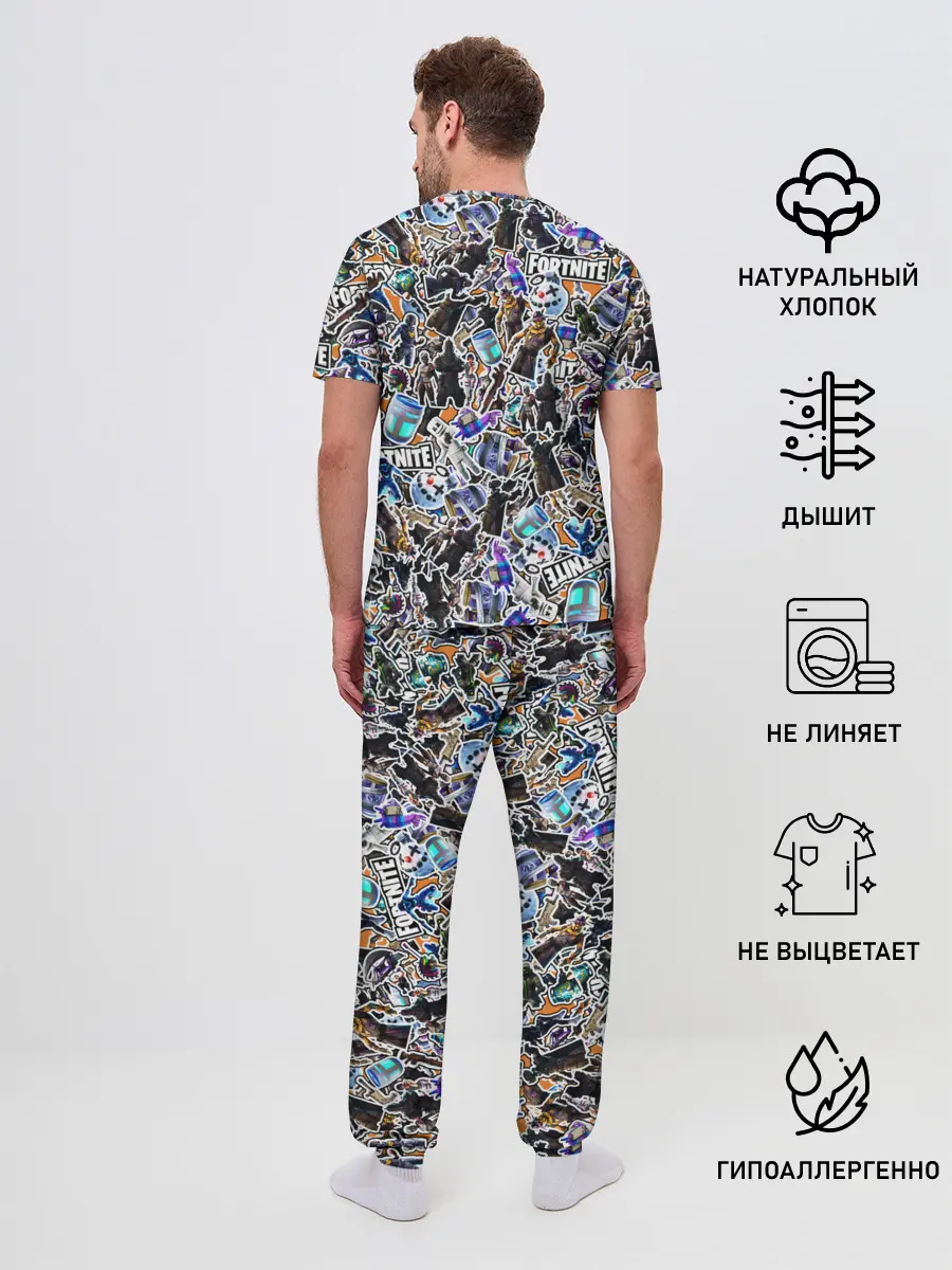 Мужская пижама с брюками / Fortnite Sticker Bombing