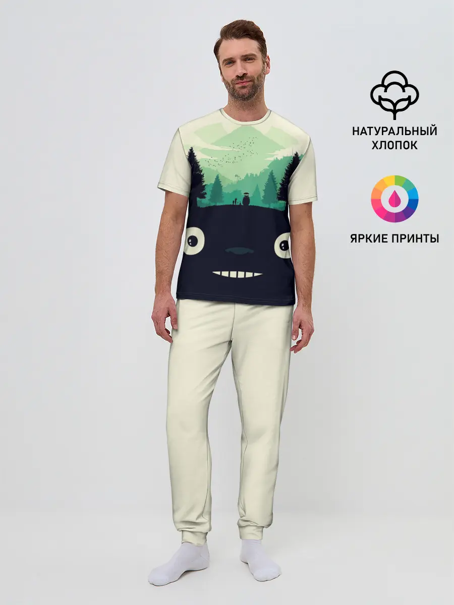 Мужская пижама с брюками / Тоторо охраняет лес