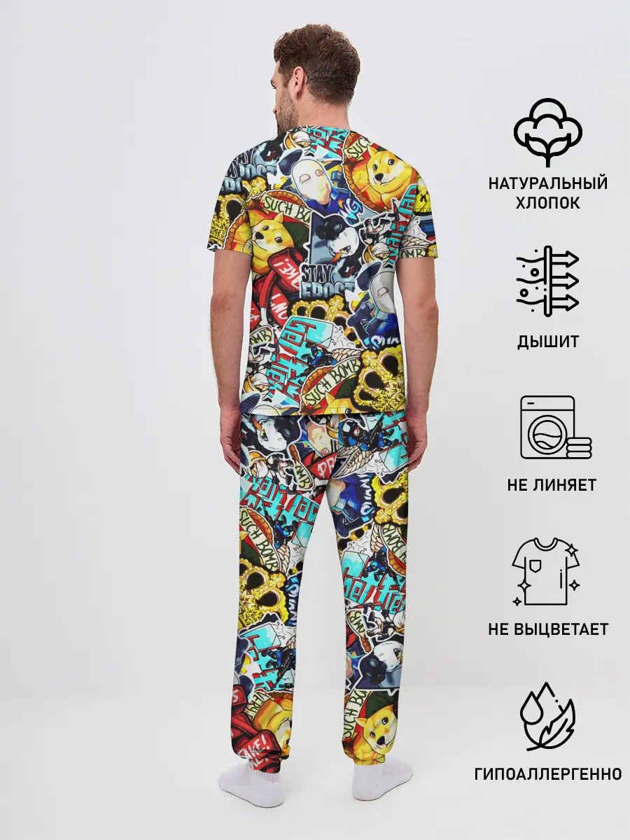Мужская пижама с брюками / CS GO STICKERBOMBING