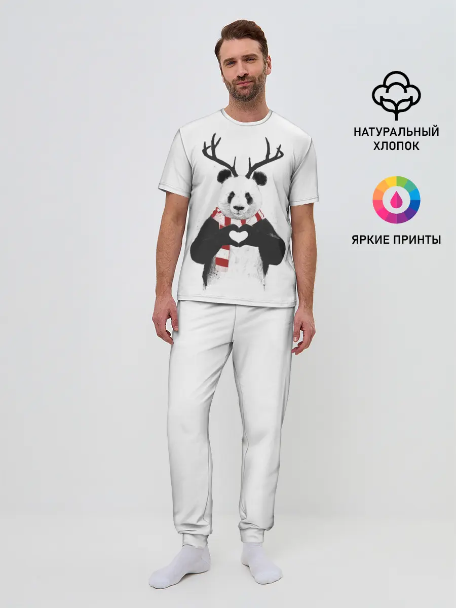 Мужская пижама с брюками / Новогодний Панда